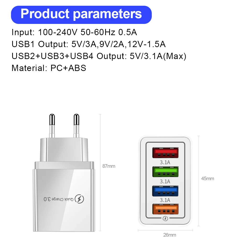 Olaf EU/US Plug USB Töltő Gyors Töltés 3.0 4.0 Telefon Adapter Huawei Tablet Fal, Mobil Töltő Gyorsan Töltő Adapter Kép 5