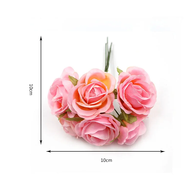 6db/sok Mesterséges Virág 4cm Selyem Rózsa Csokor Esküvő lakberendezési DIY Koszorú Scrapbook Ajándék Doboz Virág Kép 5