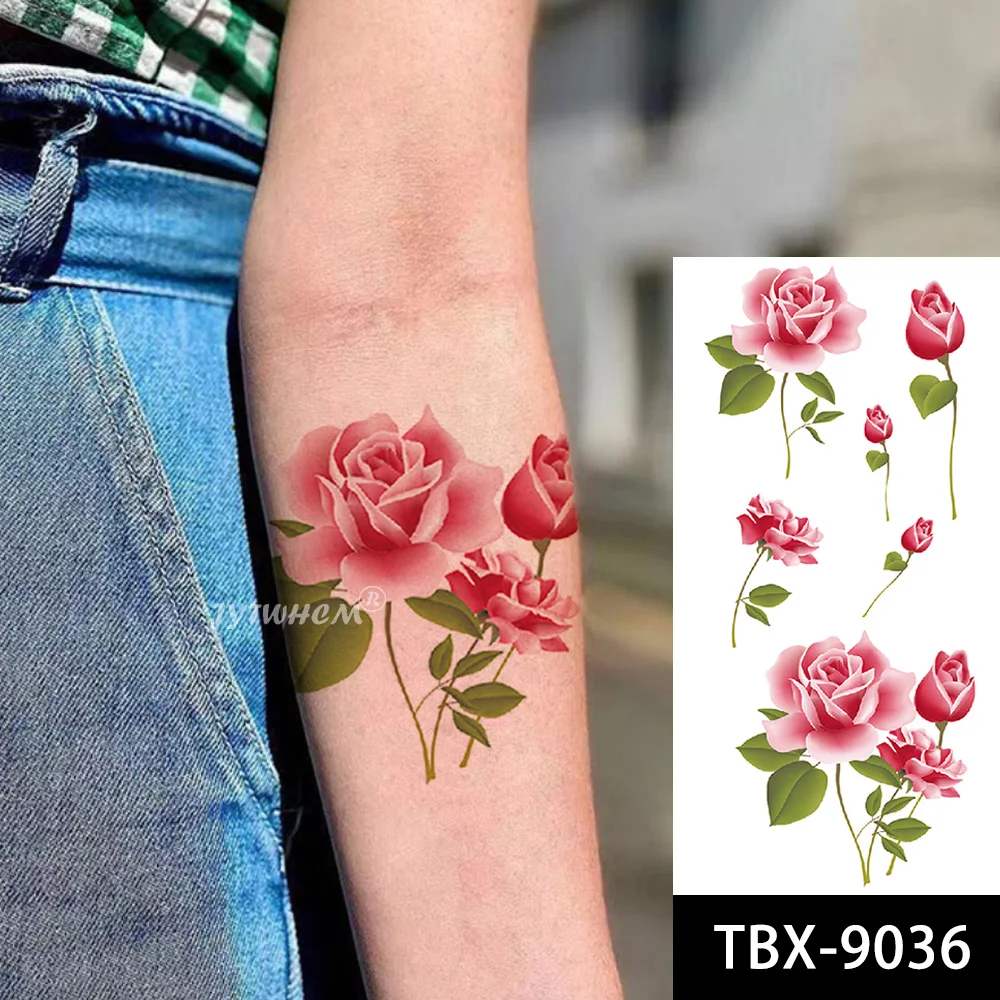 Virág Tetoválás Sickers Vízálló Ideiglenes Tetoválás Ujja Utánzat Tetoválás a Nők Szexi Test Tetoválás Festmény egyszeri Hamis Tatto Kép 5