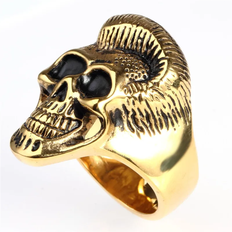 Rozsdamentes acél gyűrű, Titán-acél elvis Presley Férfi koponya gyűrű Kép 5