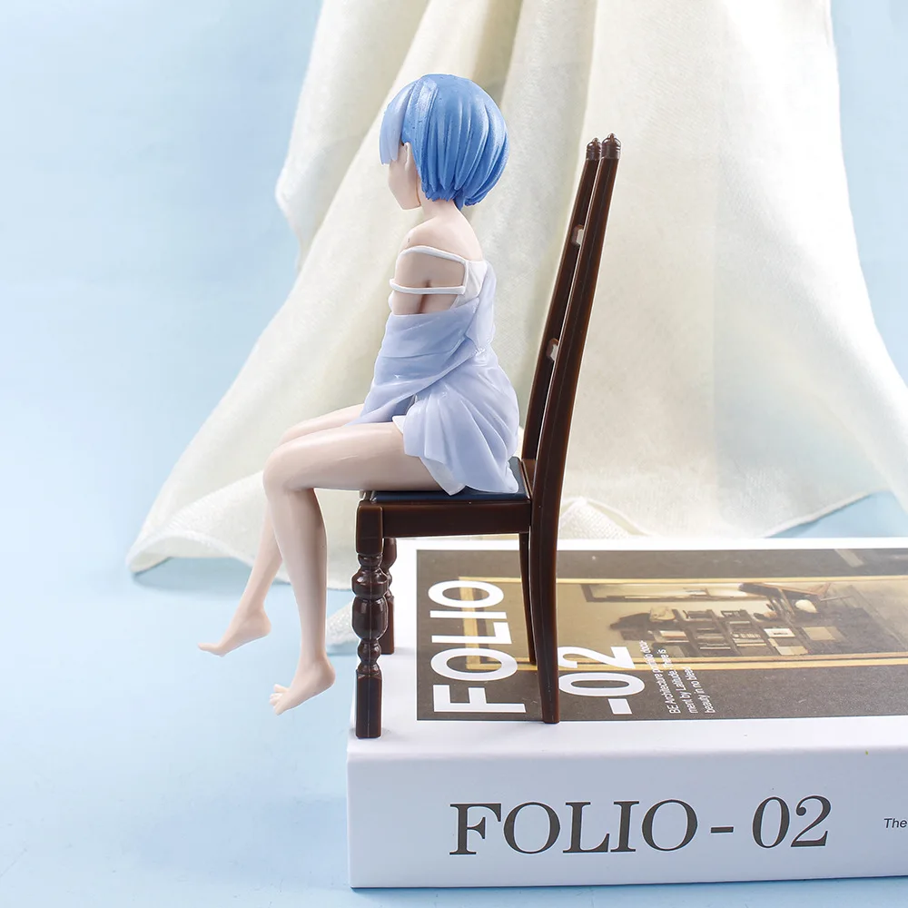 Anime Rem Re:Élet egy más világ, nulla Ver a Székben Ülő testtartás Figura 17cm dekoráció PVC Modell Játékok, Ajándékok Kép 5