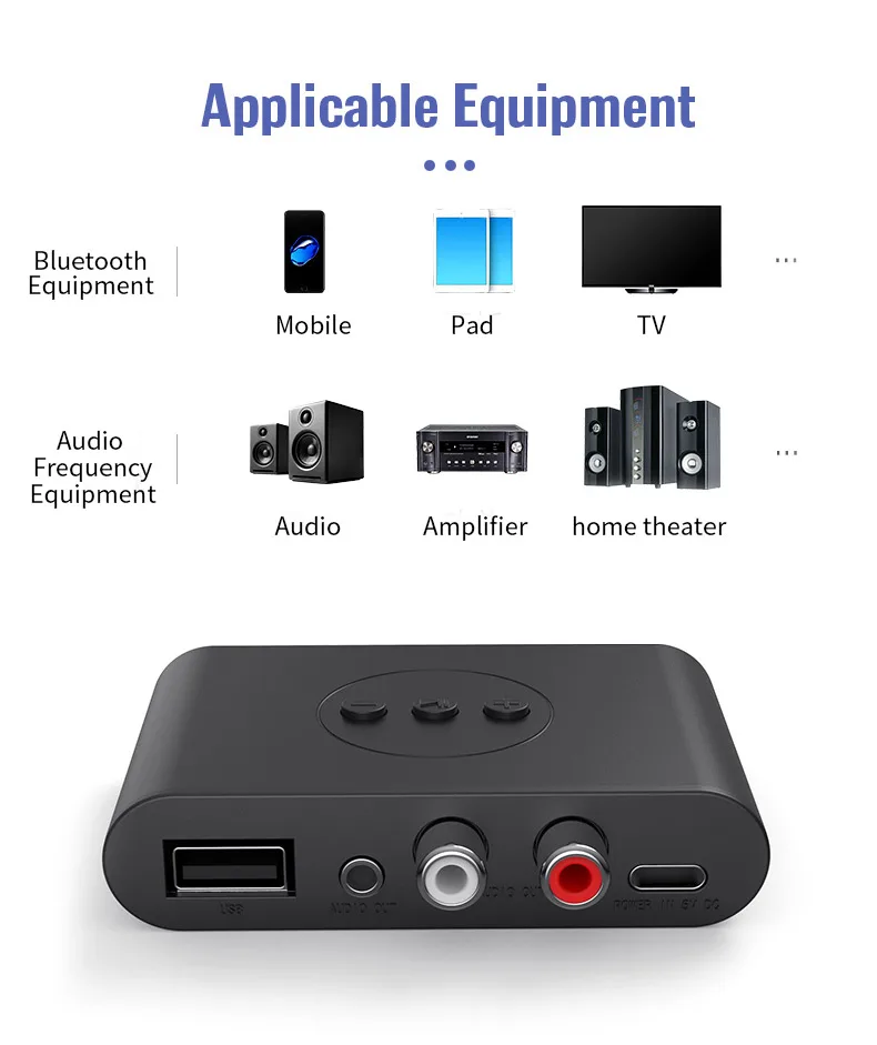 Bluetooth 5.0 Audio Receiver U Lemez RCA, 3,5 mm-es 3.5 Jack AUX Sztereó Zene Vezeték nélküli Adapter a Mic Autóskészlet Hangszóró, Erősítő Kép 5