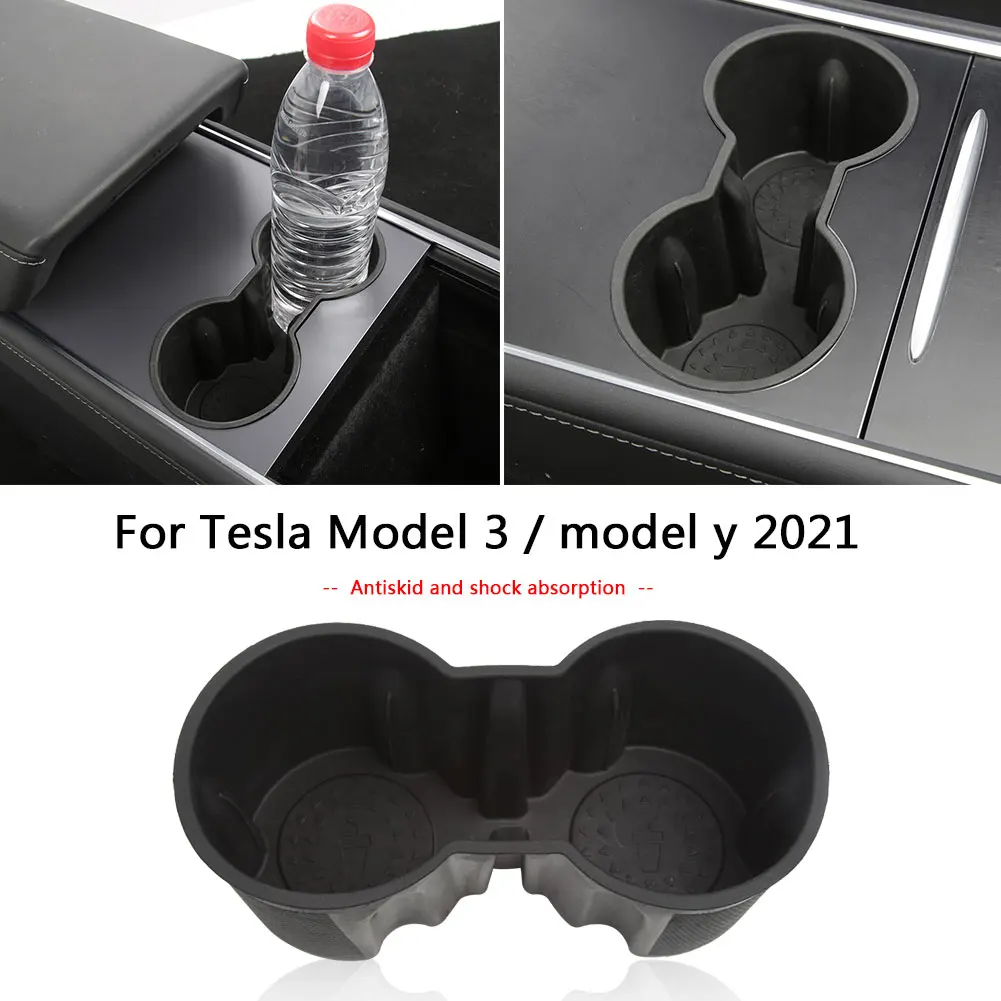 Autó pohártartó Automatikus Ülés Gap Vizet Inni Kupa TPE Autó Belső középkonzol pohártartó Helyezze be a Tesla Modell 3 Modell Y 2021 Kép 5