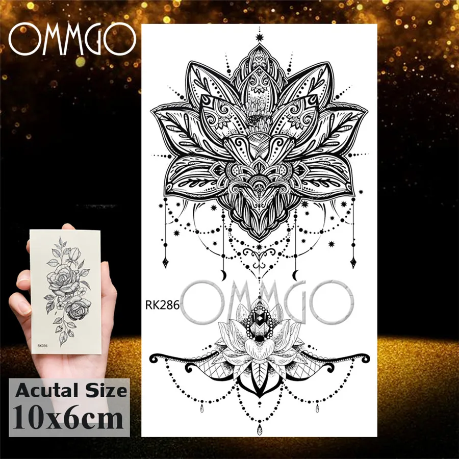 OMMGO Geometriai Szilva Virág Fa Ideiglenes Tetoválás Matrica Háromszög Medál Egyéni Hamis Női Tetoválás Művészet Virág, Csillag Tetkóimat Kép 5