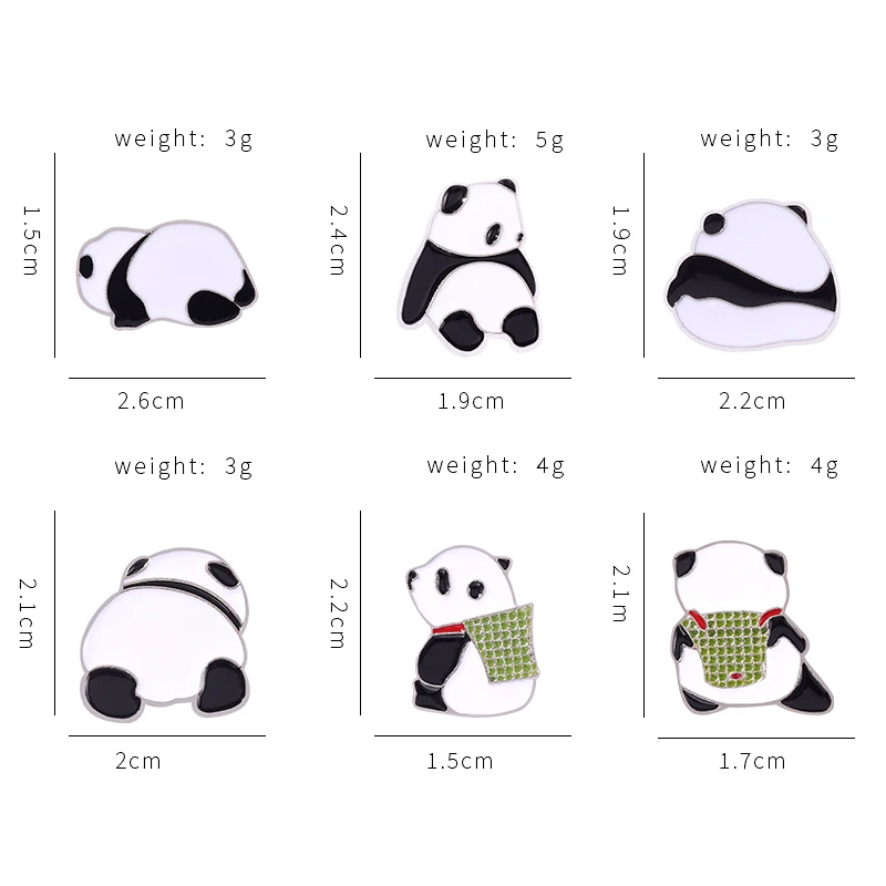 Cuki Panda Zománc Csapok Hazudik Bambusz Kalap, Kosár, Aranyos Bross Kitűző Jelvény Hátizsák Ajándék azok számára, akik Szeretik a Panda Ékszerek Kép 5