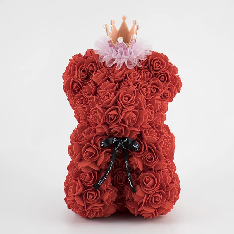 25 cm-es Teddy Rose Medve Korona Mesterséges PE Virág Medve Rózsa Valentin Nap A Barátnője, a Nők Felesége anyák Napi Ajándékok Kép 5