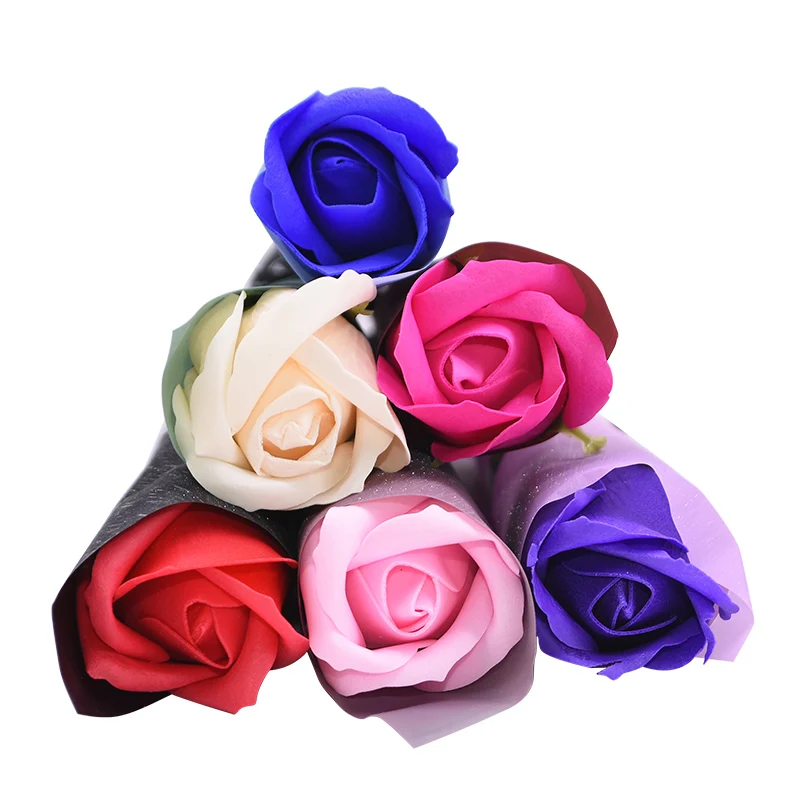 5db Szappan Virág Rózsa művirág Csokrot, Többszínű Rose Esküvői Virág Dekoráció Scrapbooking Hamis Rózsa Virág Kép 5