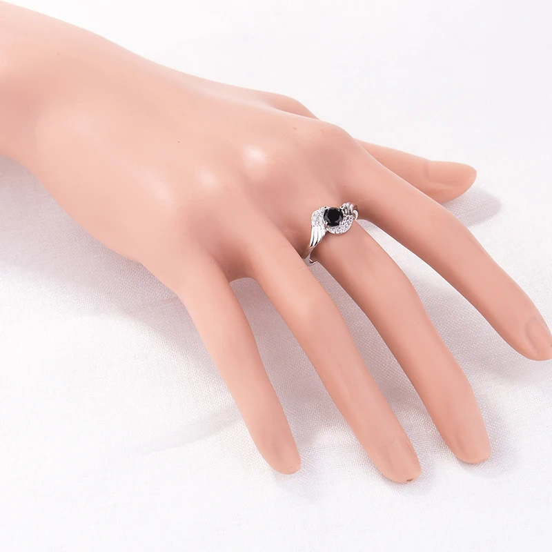 Egyedülálló Természeti Fekete Onyx Spinell Évfordulóján Gyűrű 925 Anillos Ezüst Gyűrű Kerek Vágott Kő Gyűrű Ékszer A Nők Kép 5