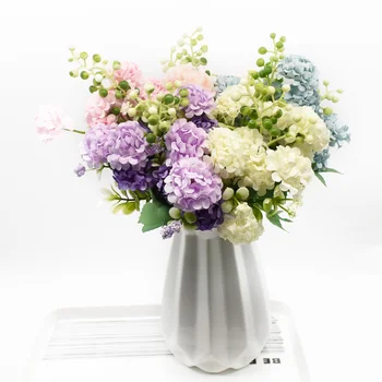 1 Csokor Selyem Hortenzia Mesterséges Virágokat, Otthoni Dekoráció Kiegészítők, Esküvői Dekorációs Hamis Növények Nappali Bútorok
