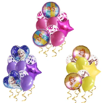 1 állítsa a Disney Hercegnő Rajzfilm Alumínium Ballon Születésnapját a Gyermekek Flitterekkel Latex Léggömb Dekoráció Szoba Fal Party 1