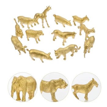 1 Állítsa Szimuláció Állat Díszei Mini Szimuláció Kézműves Állati Modellek (Arany) 2