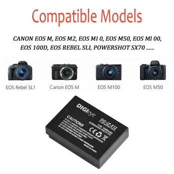 1040mAh LP-E12 LPE12 Akkumulátor Canon Rebel SL1, PowerShot SX70HS, EOS M, EOS M2, M10, M50, M100 tükör nélküli Digitális Fényképezőgép 2