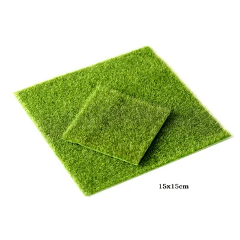 15x15cm Zöld Mikro Táj Dekoráció Mini Tündér Kert Szimuláció Mesterséges Hamis Moss Dekoratív Gyep Gyep, Zöld Fű 1db