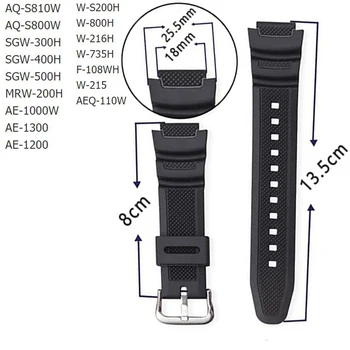 18MM Szilikon Watchband A Casio AE-1000w AQ-S810W SGW-400H / SGW-300H Csere Sport Karóra Szíj Csuklópánt 2