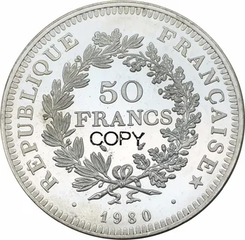 1980 Franciaország 50 Frankot Herkules Sárgaréz Bevonatú Ezüst Érmék Másolat 1
