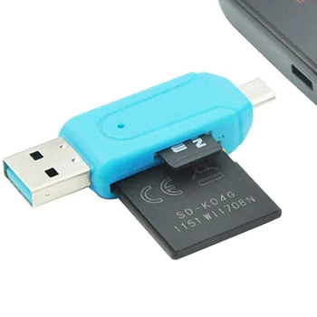 1db 2 az 1-ben OTG USB 2.0 TF SD Kártya Olvasó Memóriakártya-Olvasó, - Adapter Univerzális Mikro-USB PC Telefon, Számítógép, Laptop 1