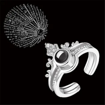 2 db 100 nyelvek szeretlek Vetítés Gyűrűk Női Divat, Ékszerek, Romantikus Szerelem Memória Esküvői Gyűrű Szett Szerető Ajándékok
