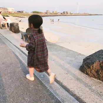 2020 Tavaszi, Őszi Új Lányok Koreai Póló Baba - Lányok, Kockás Ing, Maximum 2