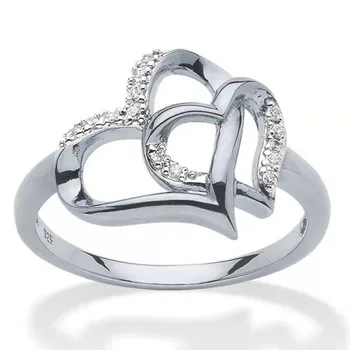 2021 Új Érkezők Dupla Szív Gyűrű a Nők AAA Tiszta Kristály Női Ígéret Gyűrű, Menyasszonyi Esküvői Ékszerek, Kiegészítők, Ajándékok