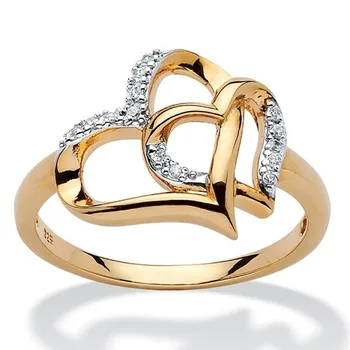 2021 Új Érkezők Dupla Szív Gyűrű a Nők AAA Tiszta Kristály Női Ígéret Gyűrű, Menyasszonyi Esküvői Ékszerek, Kiegészítők, Ajándékok 2