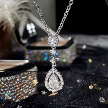 2022 Új Luxus Körte ezüst szín a nyak Nyaklánc Nők Évforduló Ajándék Ékszer Nagykereskedelem X6862 2
