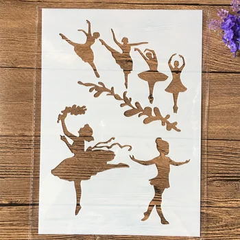 29cm A4 Balett Lányok Táncolnak DIY Rétegződés Stencil Falon Festmény Scrapbook Színezés Dombornyomás Album Díszítő Sablon 1