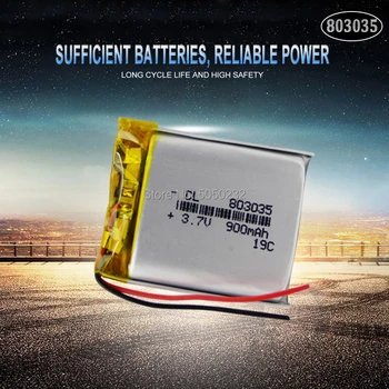 2db 900mah 3,7 V 803035 Lítium-Polimer akkumulátor a GPS mp3 mp4 mp5 power bank Bluetooth hangszóró hang 2