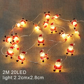 2M Mikulás, karácsonyfa LED String Fények Garland Hópelyhek Karácsonyi Dekoráció Otthon Tündér Fény Új Évben Karácsony 2
