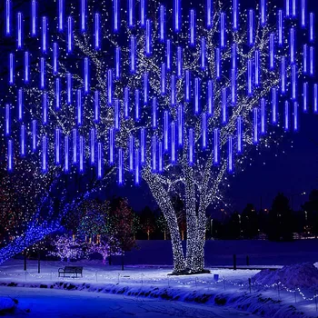 30CM 50CM Karácsonyi Meteorzápor Eső LED Tündér String Fény, 8 Csepp, Esőcsepp Hó Alá Fény Vízálló Lépcsőzetes Fa Fény