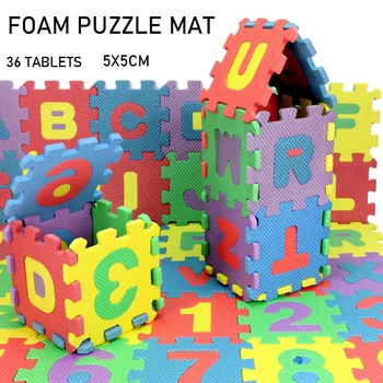 36 5*5cm Száma Abc Betű 3D Puzzle Puha Szőnyeg Baba Mászik Hab Szőnyeg Szőnyeg Gyerekek Játszanak Szellemi Oktatási Játék
