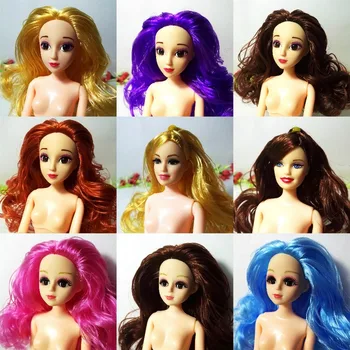 3D-s Valós Szem make-up Baba Fejét Göndör, Egyenes Vastag Haj Kiegészítők DIY Cosplay Barbie Kurhn Baba Ajándék Játékok Lányoknak 1
