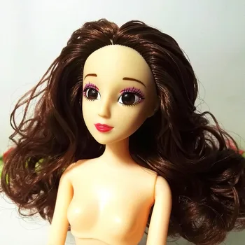 3D-s Valós Szem make-up Baba Fejét Göndör, Egyenes Vastag Haj Kiegészítők DIY Cosplay Barbie Kurhn Baba Ajándék Játékok Lányoknak 2
