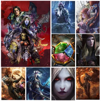 5D DIY Gyémánt Festmény World Of Warcraft Hős Teljes Gyakorlat Négyzet/Kör keresztszemes Készletek, Strasszos Mozaik Hímzés lakberendezés