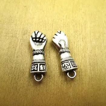 5db-- 13*35 mm-es egy oldalon 3D kéz, ököl Kézzel készített Ékszerek Medálok Megállapítások DIY nyaklánc/ karkötő varázsa antik ezüst hang