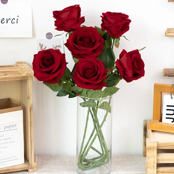 5db Gyönyörű Selyem Mesterséges Rózsa Esküvői Haza Asztal Dekoráció Hosszú Csokor Gondoskodjon Hamis Növények Valentin Napi Ajándék