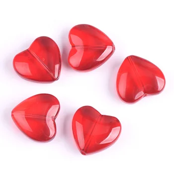 5db Piros Szív 20mm Crystal Üveg Laza Kézműves Ékszerek, Gyöngyök, Hogy Megállapítások DIY Függöny 1