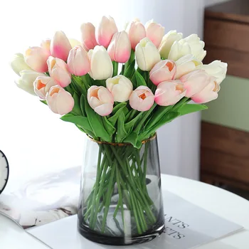 5db/sok Tulipán Csokor Mesterséges Virág Hamis Virág Igazi Érintse meg a lakodalom lakberendezés 1