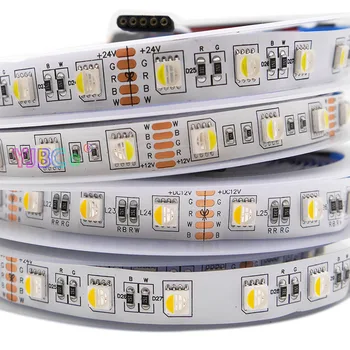 5m/4 1 LED Szalag Lámpa RGBW/RGBWW DC12V 24V-os SMD 5050 rugalmas Szalag Lámpa 60Leds/m Vízálló IP30/65/IP67 Fehér FPCB 1
