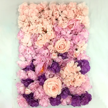 60x40cm művirágok DIY Esküvői Dekoráció Virág Fal Panelek Selyem Rózsa Virág Lila Romantikus Esküvői Háttér