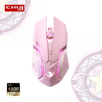 6D 4800DPI USB-s Vezeték nélküli Gaming Mouse Újratölthető Ergonomikus Matt Mause Aranyos Rózsaszín Egér a Számítógép-Laptop Gamer Girl Ajándék 1