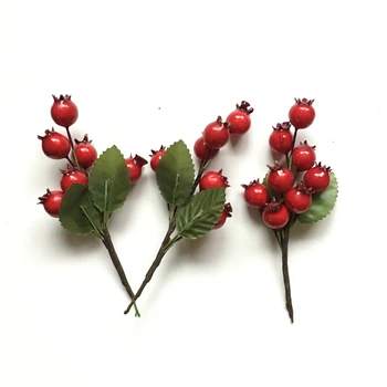 8db/csomag hamis berry Növény, Virág mesterséges Stamen Bogyók Csomag DIY Karácsonyi Esküvő Ajándék Doboz Koszorú Dekoráció