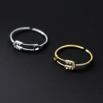 925 Sterling Ezüst Női Gyűrű Biztonsági Pin-Gyűrű Kő Kreatív Állítható Nyitó Ékszer Esküvő Eljegyzési Ajándék 1