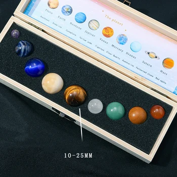 9pcs 10-25mm Naprendszer 9 Bolygók Természetes kristálygömböt Drágakövek Otthoni Irodai asztali Dekoráció Tárolási Esetben 1