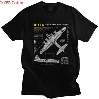 A B-17 Flying Fortress Spitfire Póló Férfi Rövid Ujjú Pamut Tshirt Vadászgép Tee WW2 Háború Kísérleti Repülőgép, Repülőgép, T-shirt