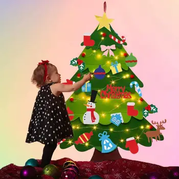 A gyerekek DIY Éreztem, karácsonyfa Gazdagítja a Szín Gyönyörű Éreztem, karácsonyfa Díszítő Kellékek, LED String Fény 1