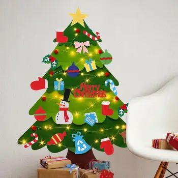 A gyerekek DIY Éreztem, karácsonyfa Gazdagítja a Szín Gyönyörű Éreztem, karácsonyfa Díszítő Kellékek, LED String Fény 2