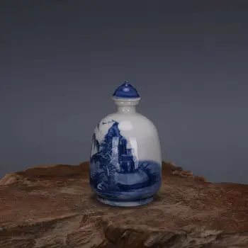 A gyűjtemény Régi Kínai kék-fehér Porcelán Táj Ábra dohányszelencét 2