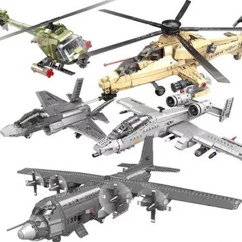 A10 Harcos F35 Harcos WZ10 Helikopter AC130 Légi Ágyúnaszád építőkövei Tégla Meghatározott Repülő Modell Játékok Gyerek Születésnapi Ajándék 1