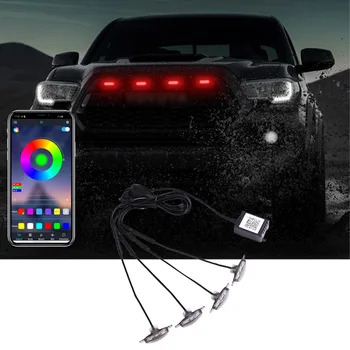 Autó Közép-rács Rács LED Raptor Stílus Grill Trim Teherautó Mobil APP Állítható Ellenőrzési Színes Fények Automatikus Fényszórók