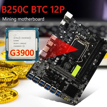 B250C BTC Bányászati Gép Alaplap 12 USB 3.0 PCI-E Grafikus Kártya CPU G3900 Támogatás LGA 1151 DDR4 SATA 3.0 a Bányász 1
